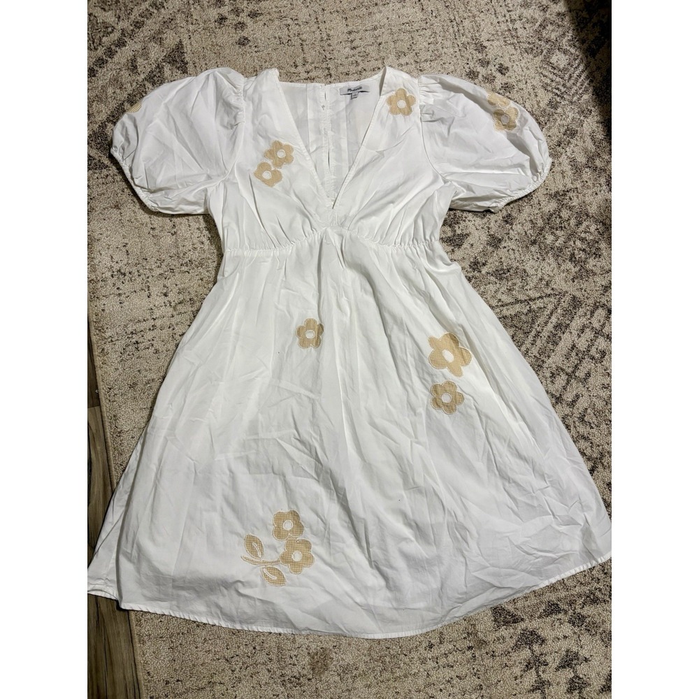 Madewell $128 Annamarie Embroidered Mini Dress Size 4 Ivory